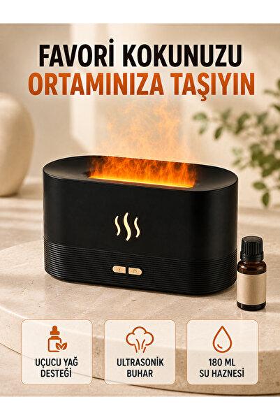 Lisinya Flame Effect Aroma Diffuser Essential Oil Supported USB Air Humidifier