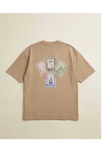Generic Brand Beige Oversize T-Shirt with Back Print Landmarks and Heritage –...