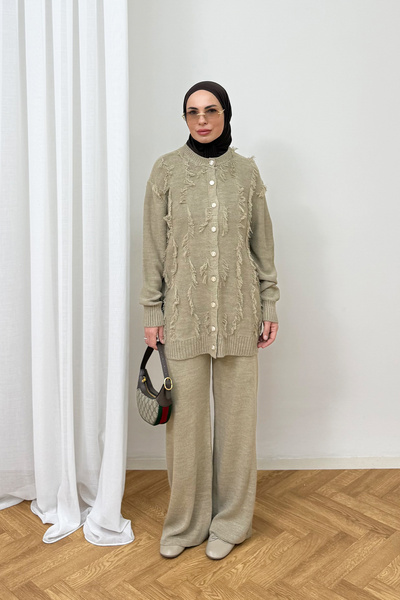 Melike Tatar Knitwear Cardigan Set 80-8400
