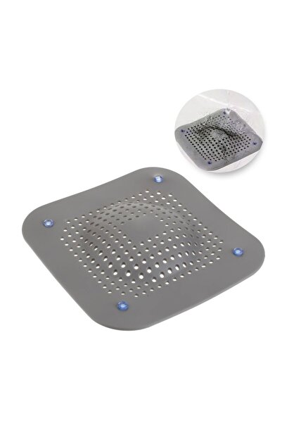 OEM Filtru Pătrat Gri 14,5x14,5 cm pentru Chiuvetă/Lavoar, Reține Părul și Re...