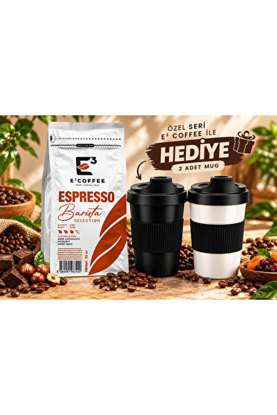 E3 COFFEE BARİSTA ÇEKİRDEK ESPRESSO 2 ADET MUG HEDİYELİ