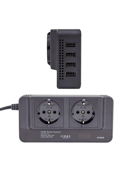 200 Watt 12 Volt to 220 Volt Cakmaktan Çevirici Socket Converter Modified Sinus Inverter Dönüştürücü