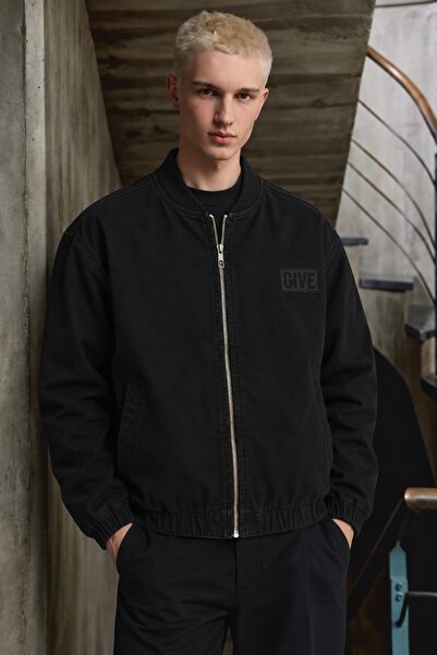 comstar Men's Zippered Seasonal Bomber Black Jacket