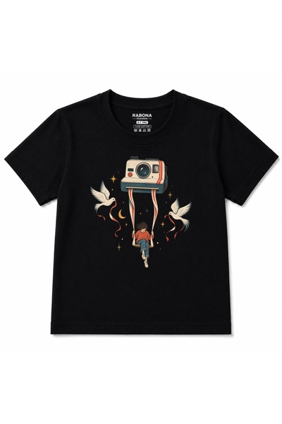 Rabona Fashion Tricou pentru copii cu grafică Cameră retro și Leagăn, Visuri ...