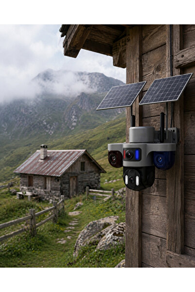Güneş Enerjili Çiftlik Kamerası 3 Lensli 9MP Solar Kamera 2 Yıl Garantili