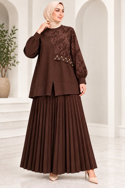 Miss Meliss Sandy Jakar Pearl Decorated Loose Skirt Set