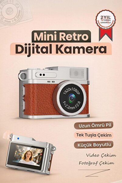 Mini Dijital Kamera Selfie Video Vlog Kamerası Mini Anahtarlık 1080P CMR35 Kahverengi