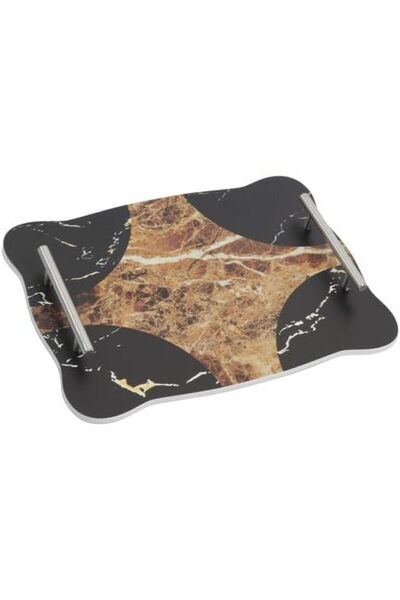 GENERAL Rectangular Wooden Serving Tray 39x27 cm Homeveo with Stainless Steel...