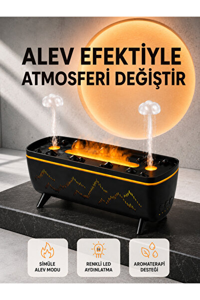 Lisinya Flame Effect Air Humidifier 280 ml Essential Oil Compatible Jelly Rai...
