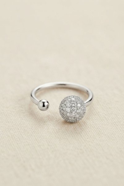 Eldenör Silver-Colored Zircon Stone Bead-Style Women's Ring - Lisinya LSELDR06