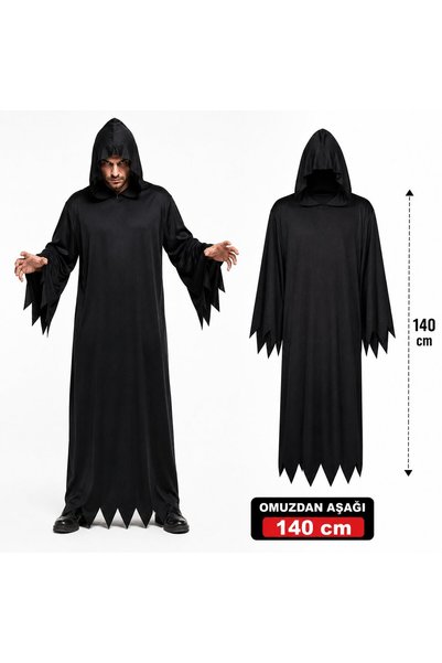 ARNEER Yetişkin Siyah Kapüşonlu Cellat Hayalet Kostümü 140 Cm