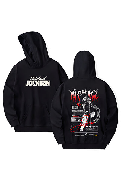 STİL-X Φούτερ με κουκούλα από βαμβάκι με στάμπα Michael Jackson, μακρυμάνικο,...