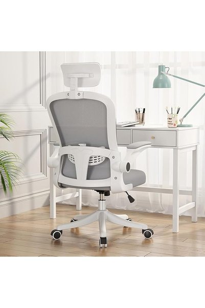 MOZOGOT Ergonomic Office Chair with Lumbar Support & Headrest & Flip-up Arms ...