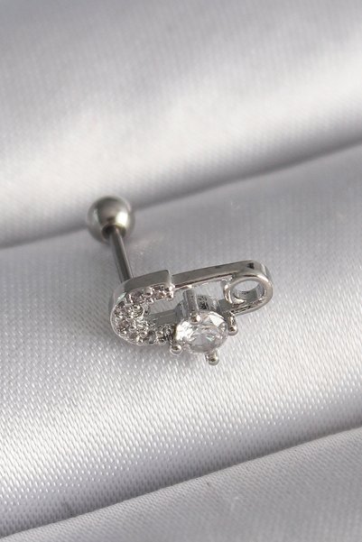 Acousticworld 316L Steel Silver Color Zircon Stone Bulk Needle Tragus Piercing