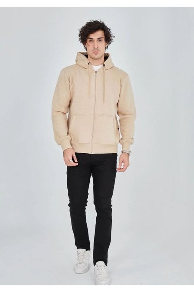 Generic Brand Men's 3 Thread Cotton Hooded Full-Zip Hoodie Sweatshirt with Po...