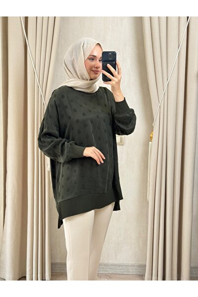 Nuss 3043 İpek Kupra Vegan Tunik Yeşil