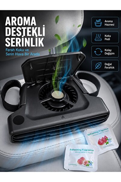 USB Şarjlı Araç Boyun Soğutucu Fan 5 Kademeli Sessiz Çalışan Turbo Fan -
