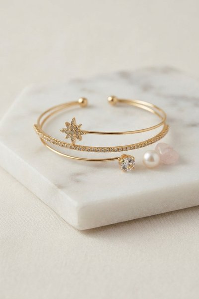 Lisinya Polar Star Model Gold Color Zircon Stone Women's Bracelet -