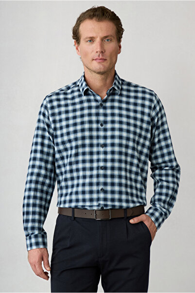 Kiğılı Long Sleeve Regular Fit Plaid Cotton Sports Shirt
