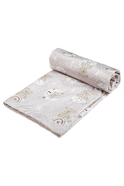 OEM Patura Velvet Ecru cu Doua Fete Ursulet pentru Bebelusi 90x80cm