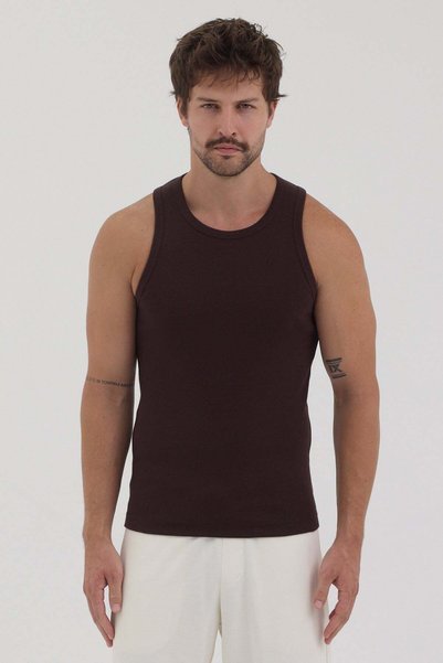 COTTON CLUB BY ORGANIC REWORKS Erkek Fitilli Atlet Yuvarlak Yaka Kaşkorse Esn...