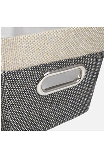 OEM Beige Grey Storage Basket with Metal Handles 32x22x16cm