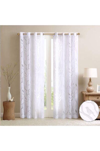 Madison Park Cecily Semi Sheer SINGLE Panel Window Curtain Burnout Botanical ...