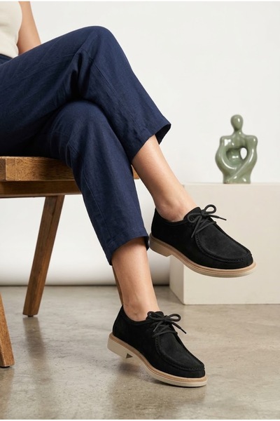 MERVESTORE Γυναικεία casual παπούτσια τύπου moccasin με όψη σουέτ, με κορδόνι...
