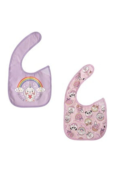 OEM Baveta Alba & Roz cu Model Unicorn Donuts Mesaje pentru Nou Nascuti - 2buc