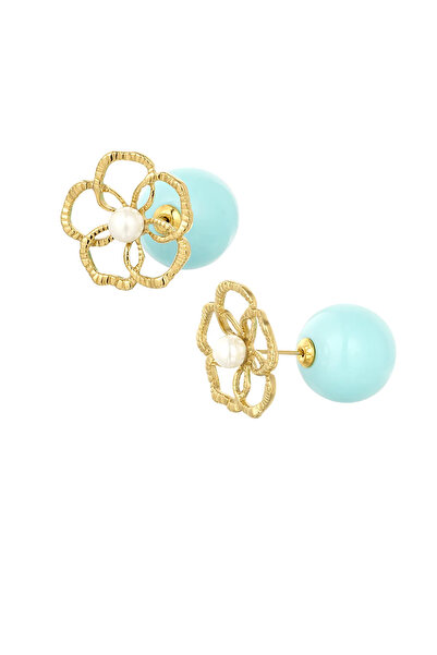 OEM Bloom Pop Light Blue Earrings, stainless steel, with floral