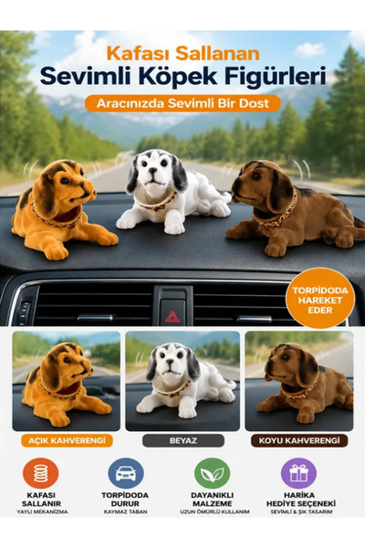 VOSİBU Kafa Sallayan Köpek Araç Içi Aksesuar Aracınıza Sevimli Bir Dokunuş 17...