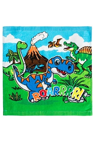 OEM Prosopel din Bumbac Verde Dinozauri pentru Copii 30x30cm