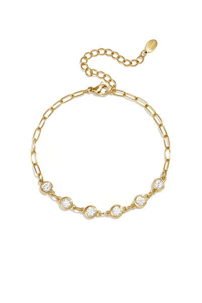 OEM Brățară Crystal Link, din oțel inoxidabil, cu zircon
