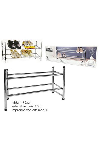 Target Home Παπουτσοθήκη μεταλλική Inox με 2 ράφια επεκτεινόμενη 61,5-118x23x...