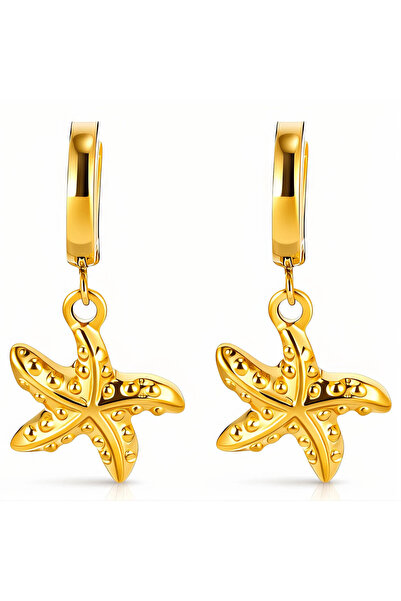 OEM Starfish Dots Charms gold earrings, stainless steel, with sea Collection,...