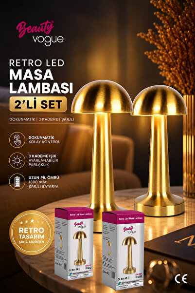 Beauty Vogue 2 ADET Mantar Lamba, 3 kademeli Işık , USB şarjlı, Şarjlı Dokunm...