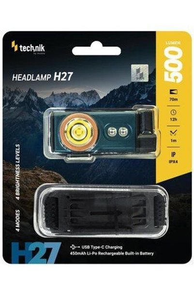 Technik H27 Επαναφορτιζόμενος Φακός Κεφαλής LED USB Type-C IPX4 500 Lm - (MT-...