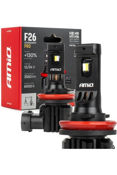 AMIO Λάμπες LED Σειρά F26 Pro H8/H9/H11/H16 12/24V 68W 2900-3550lm 6.000K Πλή...