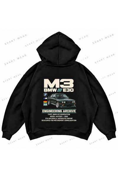 SVART WEAR Hanorac cu glugă supradimensionat și imprimat BMW M3 E30