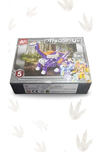 ToysVegass Dinosaur 8in1 Diplodocus 87 Parça 2in1 Robota Dönüşen Mor Uzun Boyunlu Dinozor Blok Oyuncak No.5 6+ Yaş