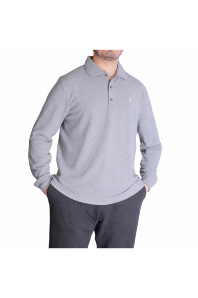 Generic Men's Long Sleeve Polo – Grey I B.R