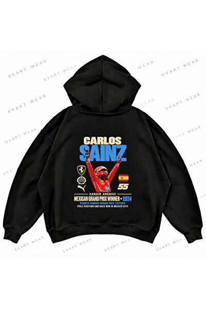 SVART WEAR Hanorac cu glugă Carlos Sainz F1, imprimat, supradimensionat, cu c...