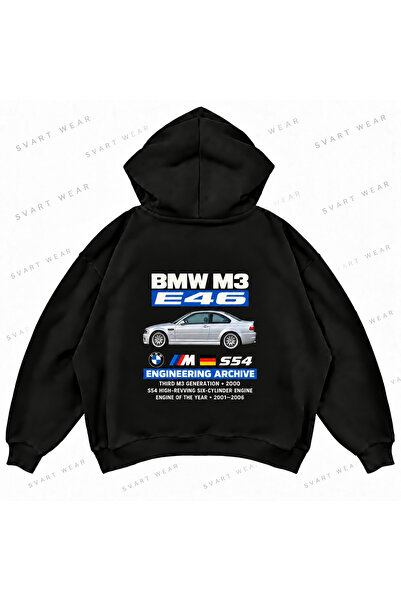 SVART WEAR BMW M3 E46 Μπροστινό και Πίσω Τυπωμένο Oversize Boxy Hoodie