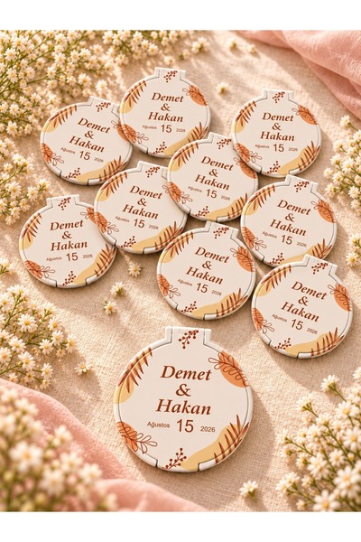 Kişiye Özel Hediyelik Cep Aynası 10’lu Paket – 7x7 cm Plastik UV Baskılı Hatıra Aynası