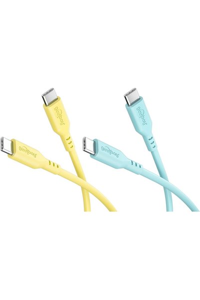 goobay Σετ Tropic Glow: 2 καλώδια σιλικόνης USB-C, 1,5 μ., κίτρινο, τιρκουάζ ...