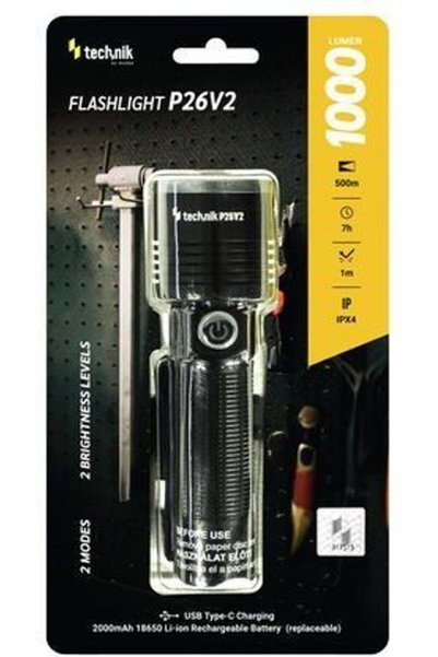 Technik P26V2 Φορητός Επαναφορτιζόμενος Φακός LED USB Type-C 1000 Lm - (MT-P2...