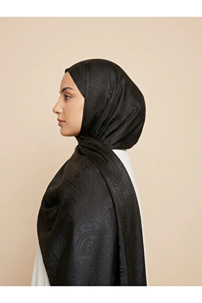 Sima ETNİK MONOGRAM DESEN PAMUKLU JAKAR ŞAL SİYAH RENK