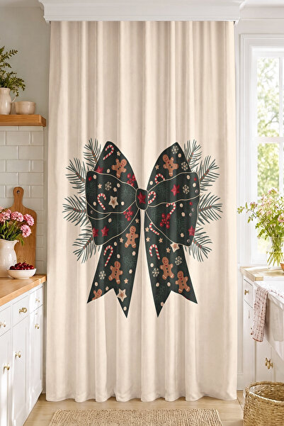 Realhomes Christmas Ribbon and Gingerbread Man Patterned Single Wing Backgrou...