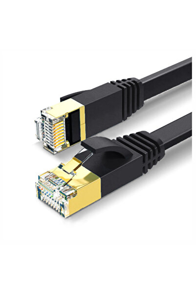 Tradebit Cablu de rețea LAN Ethernet SFTP CAT7 plat, negru, 15m