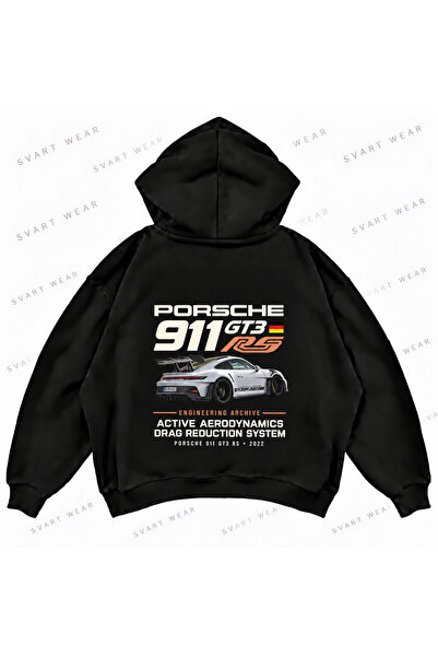 SVART WEAR Овърсайз суитшърт с качулка, с принт, тип  "бокси ", Porsche 911 G...